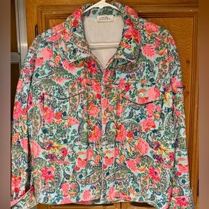 🌺 Emily Wonder Floral Corduroy Button-Up Shirt SUPER CUTE 🌸